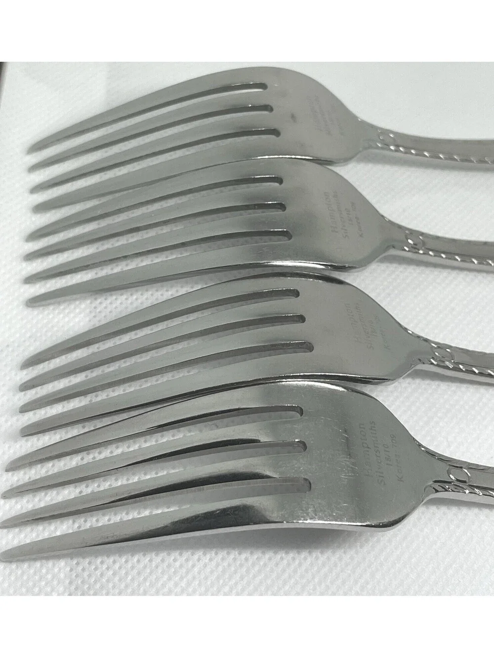 (4) Hampton Silversmiths RACHELLE FROST Stainless 18/10 DINNER FORKS 8